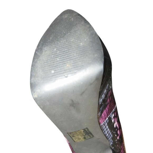 Lulu Townsend Purple & Black Python Embossed Leather Platform Stiletto Heels 7 - Picture 12 of 13